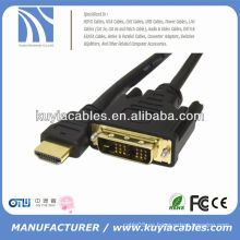 Buena calidad 18 + 1 DVI AL CABLE DE HDMI CON EL ORO PLATED